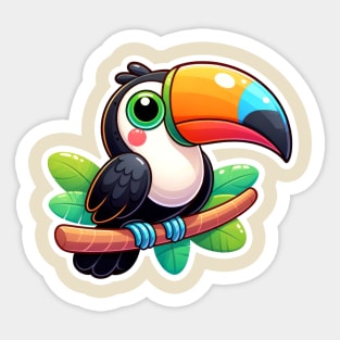 Toucan kawaii Splash of Forest Frolics and Underwater Whimsy! Sticker